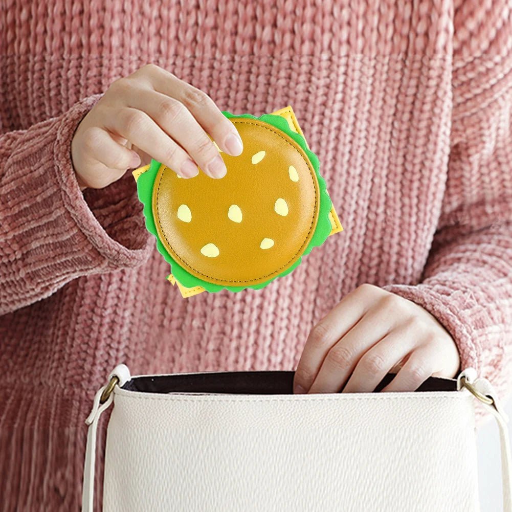 Burger Shaped Cute Wallet RFID Blocking Credit Card Holder PU Leather Coin Purse for Women Girls - silverfoxgoods