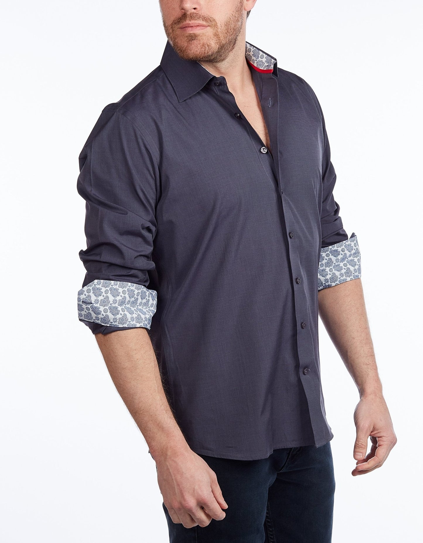 Contrast Collar Button - Up Shirt // Contemporary Fit - contrast trimming - final sale - silverfoxgoods