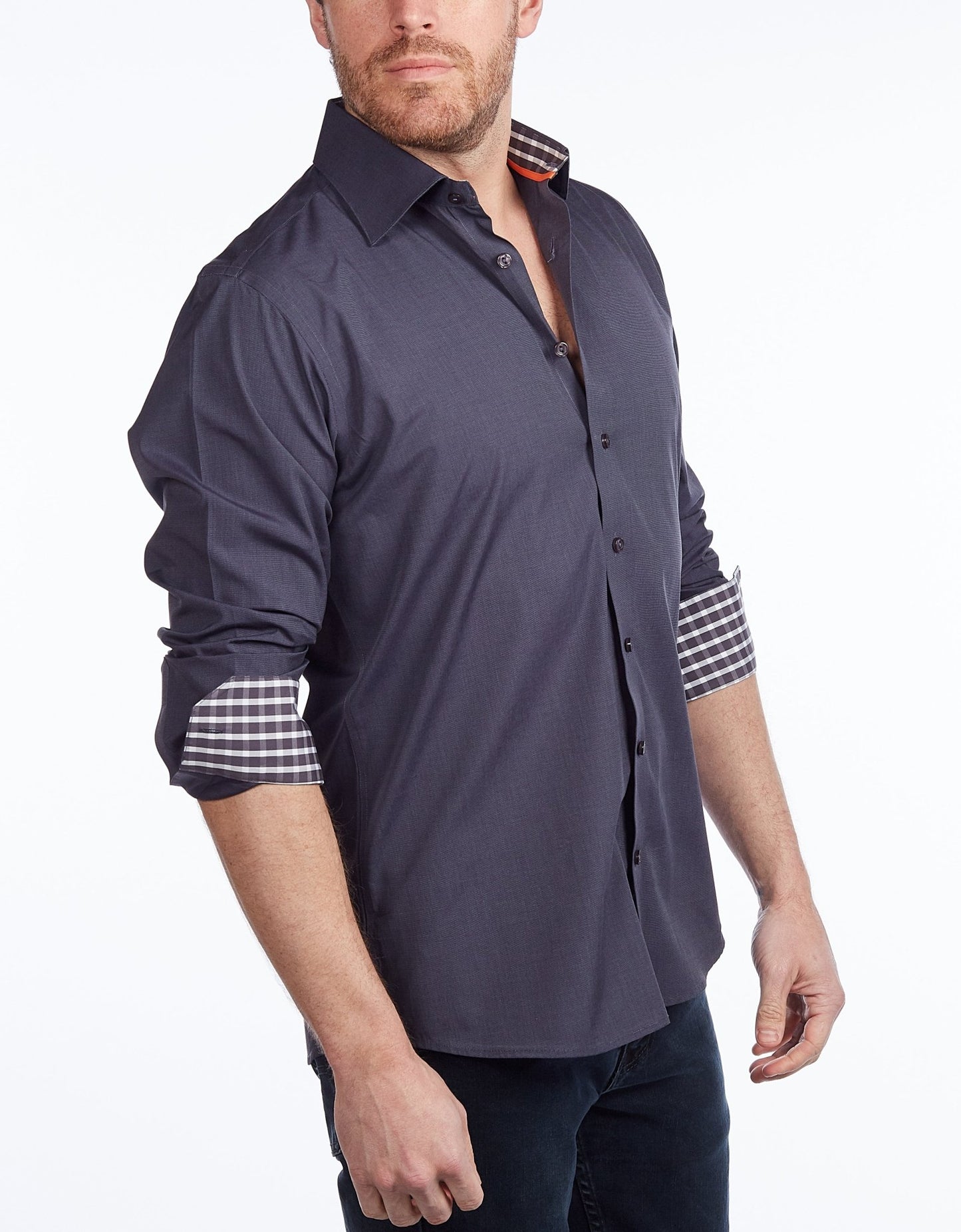 Contrast Collar Button - Up Shirt // Contemporary Fit - contrast trimming - final sale - silverfoxgoods