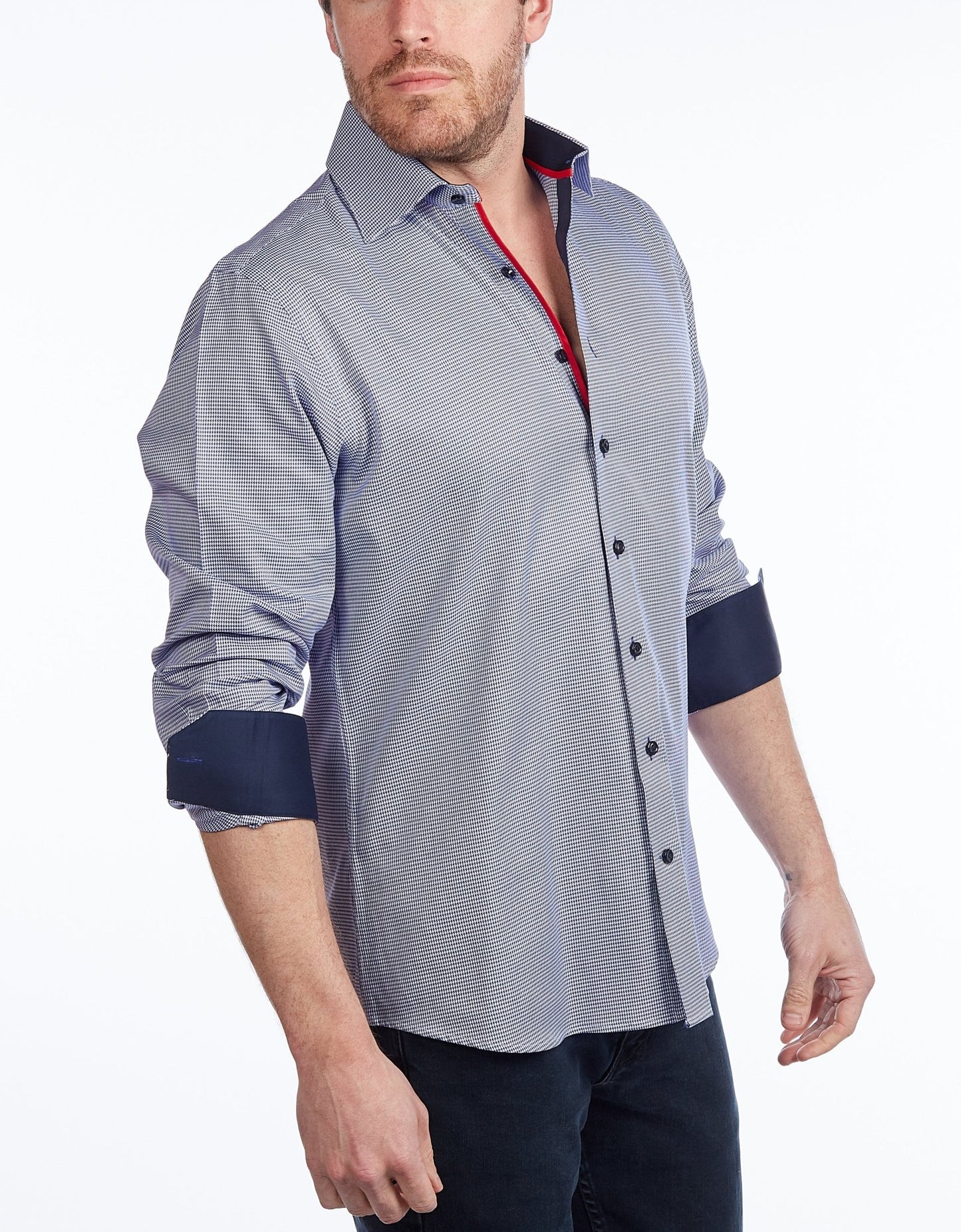 Contrast Collar Button - Up Shirt // - Contemporary Fit - contrast trimming - final sale - silverfoxgoods