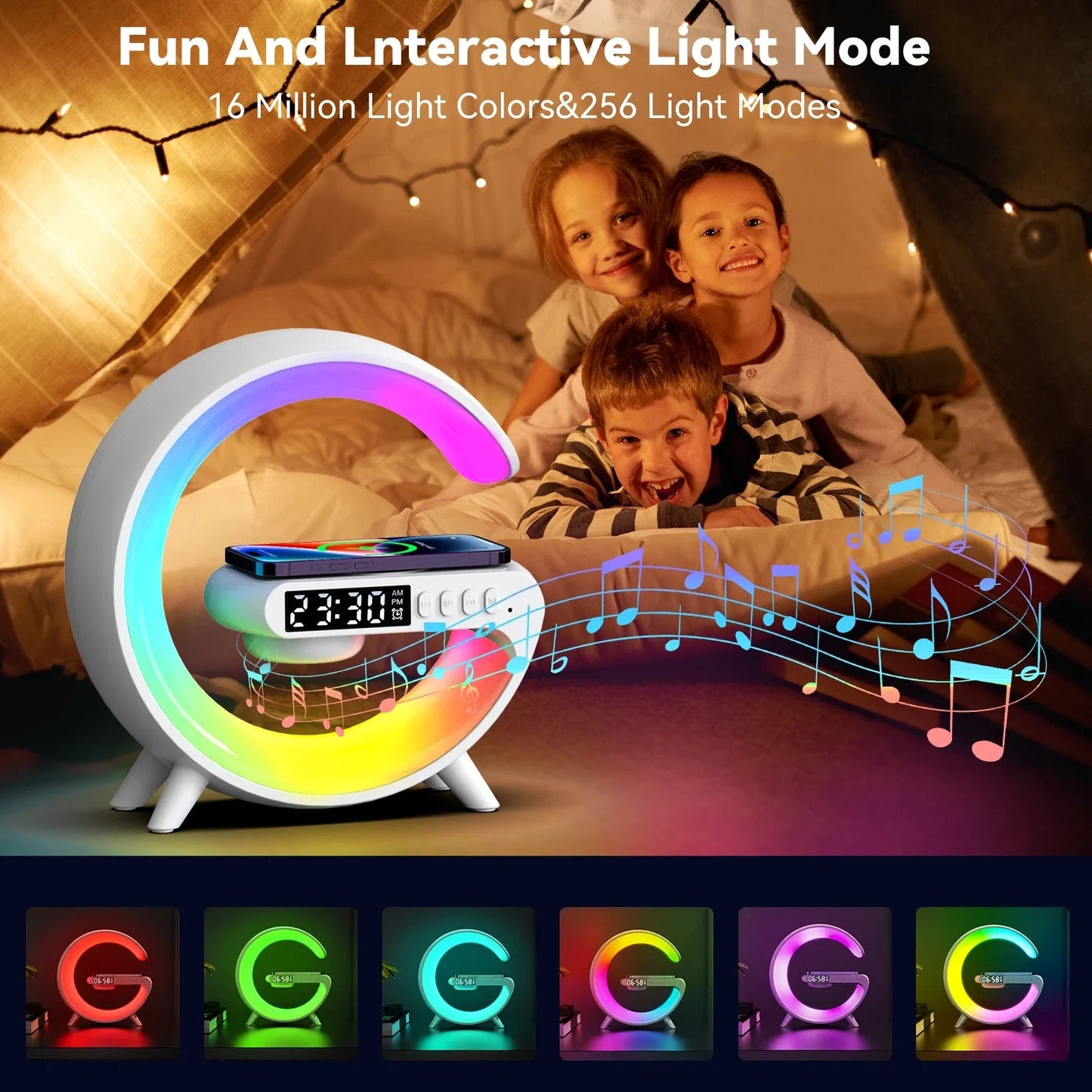RGB Wireless Charging Station with Built-In Speaker & Night Light | Silver Fox Goods