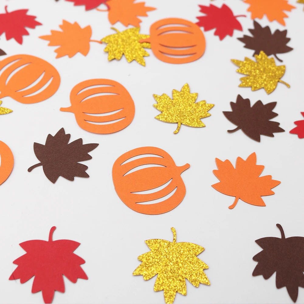 100Pcs Autumn Pumpkin Maple Leaf Table Confetti. - silverfoxgoods