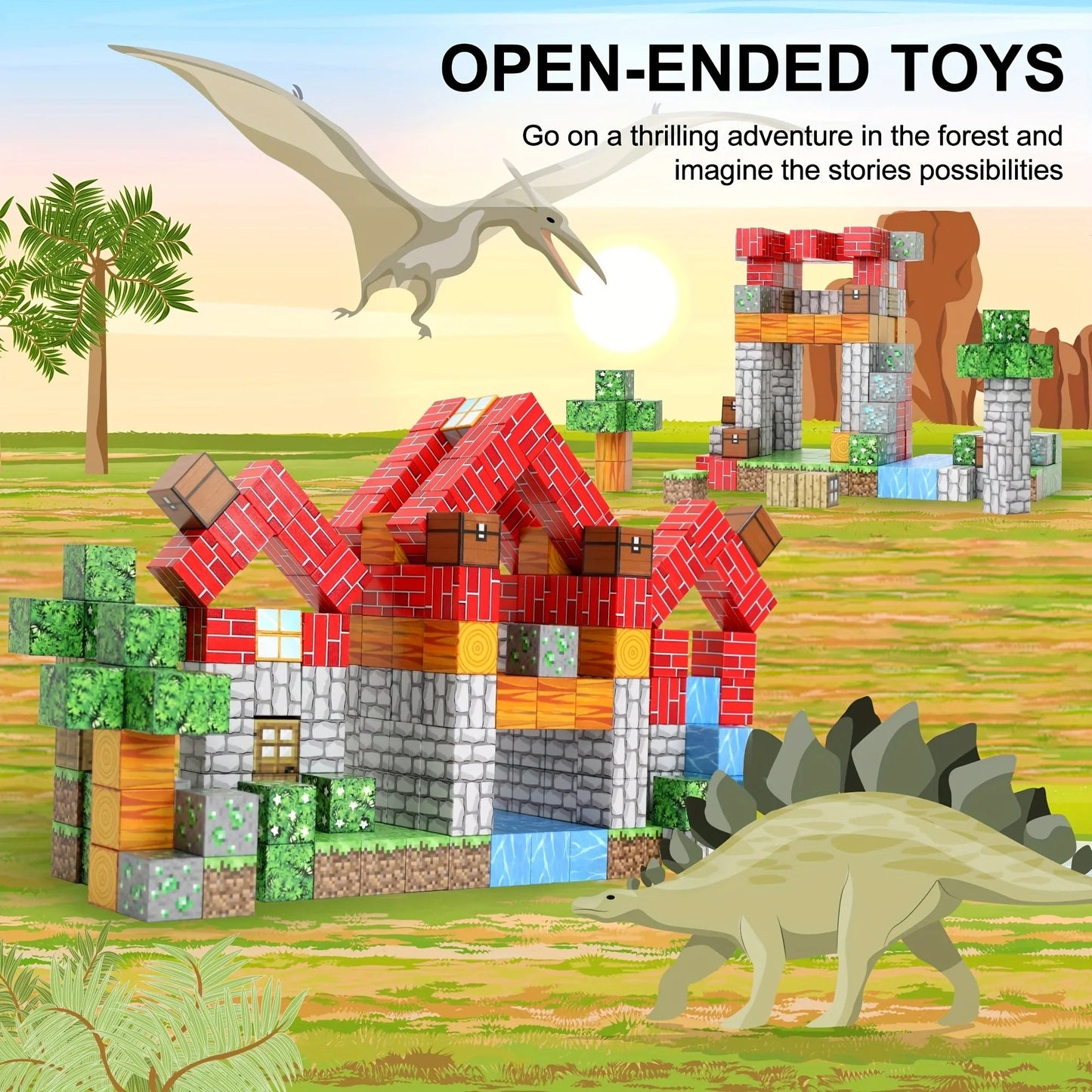 102PCS Magnetic Pixel Blocks Set for Kids - Forest Education Toy - silverfoxgoods