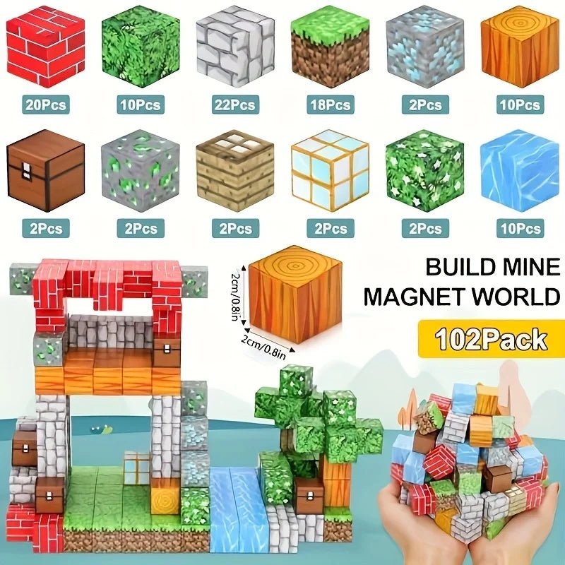 102PCS Magnetic Pixel Blocks Set for Kids - Forest Education Toy - silverfoxgoods