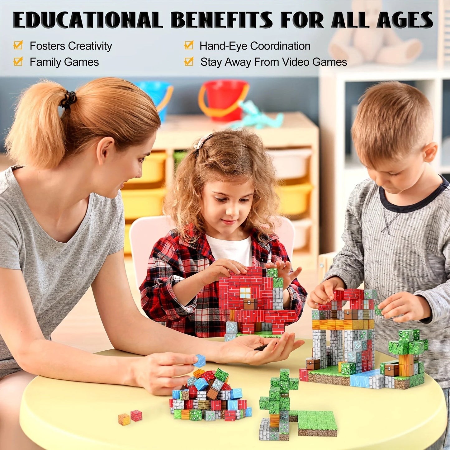 102PCS Magnetic Pixel Blocks Set for Kids - Forest Education Toy - silverfoxgoods