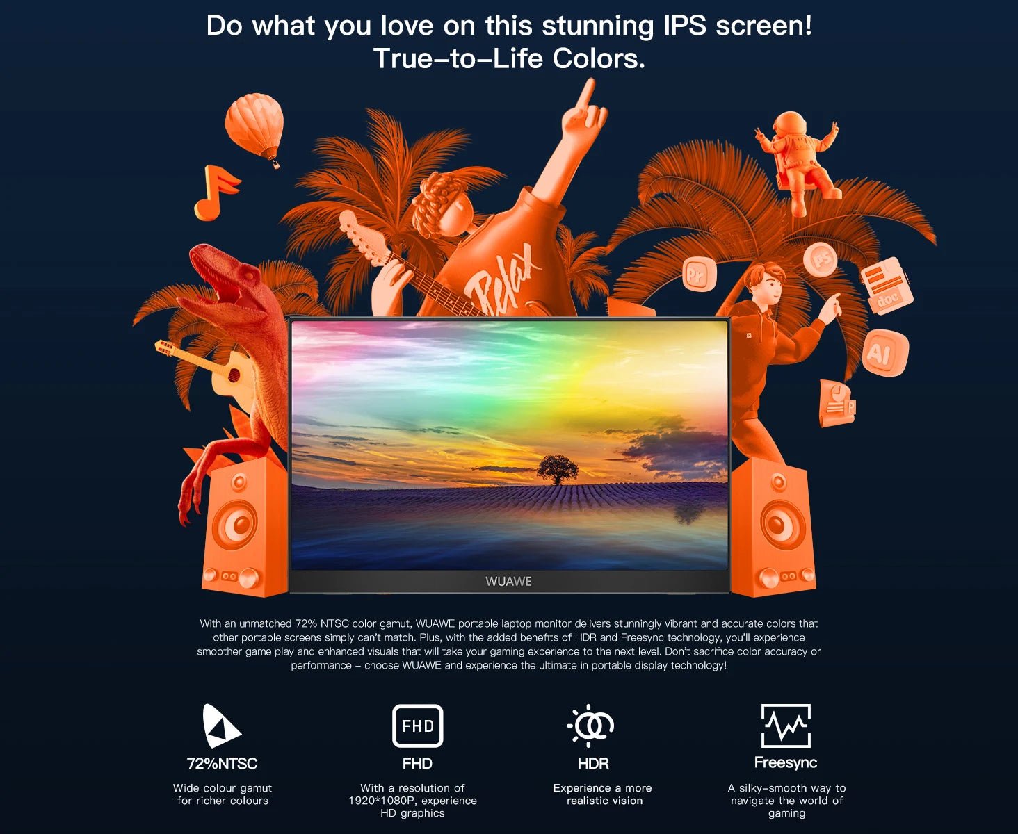 15.6" Portable Monitor – 1080P USB-C & HDMI External Screen with HDR - silverfoxgoods