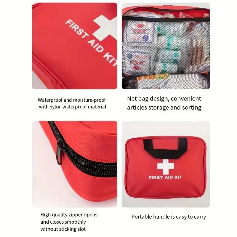 184pcs portable first aid kit with multi-purpose medical supplies for hiking, camping, and outdoor emergency rescue
