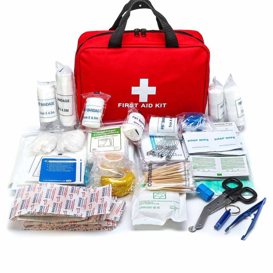 184pcs portable first aid kit with multi-purpose medical supplies for hiking, camping, and outdoor emergency rescue