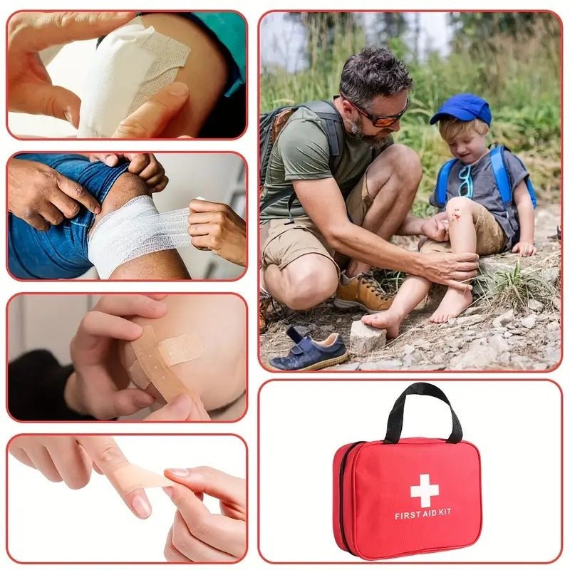 184pcs portable first aid kit with multi-purpose medical supplies for hiking, camping, and outdoor emergency rescue