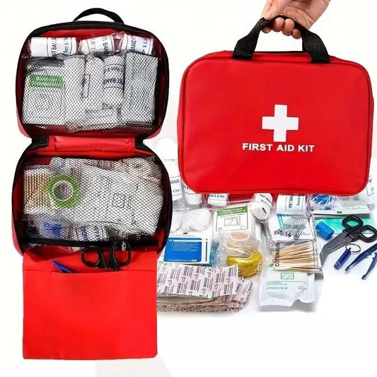184pcs portable first aid kit with multi-purpose medical supplies for hiking, camping, and outdoor emergency rescue