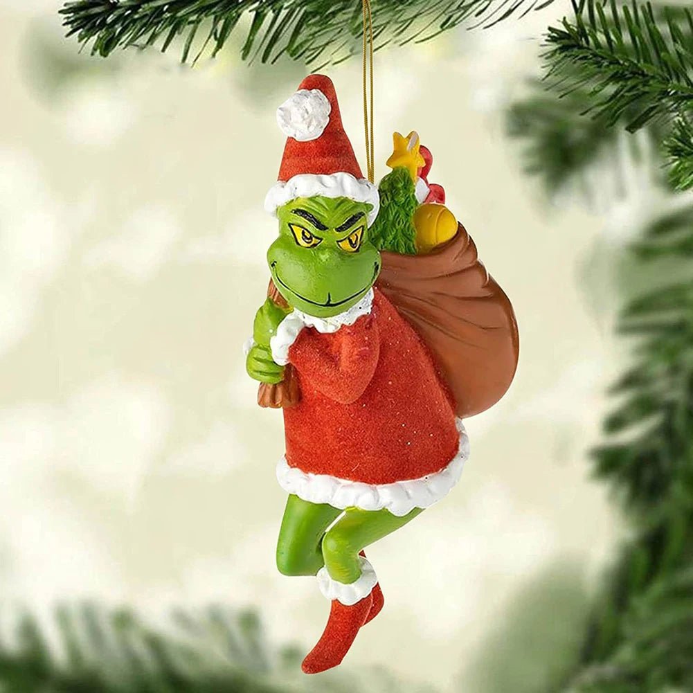 18Pcs 2D Acrylic Christmas Tree Green Monsters Ornaments Cute Green Monsters Christmas Tree Pendants Christmas Cartoon Ornaments - silverfoxgoods