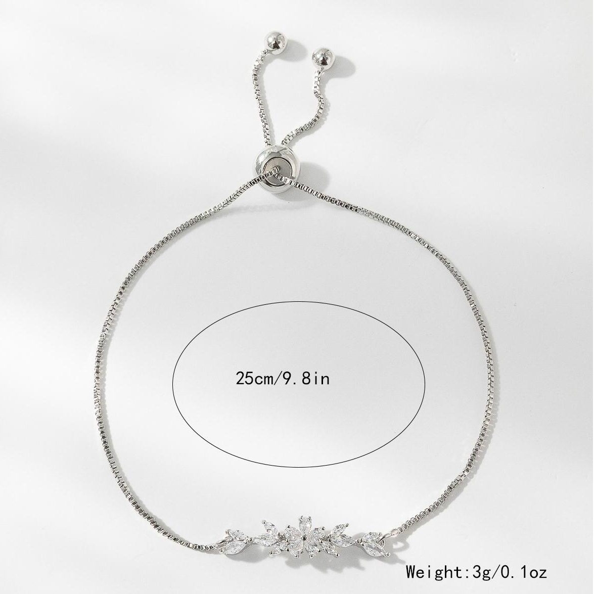 1pcs Fashionable Zircon Bracelet Silver Flower Leaf Drawstring Design Chain Inlaid Gold - plated Bracelet Suitable For Women's Daily Holiday Wear - silverfoxgoods