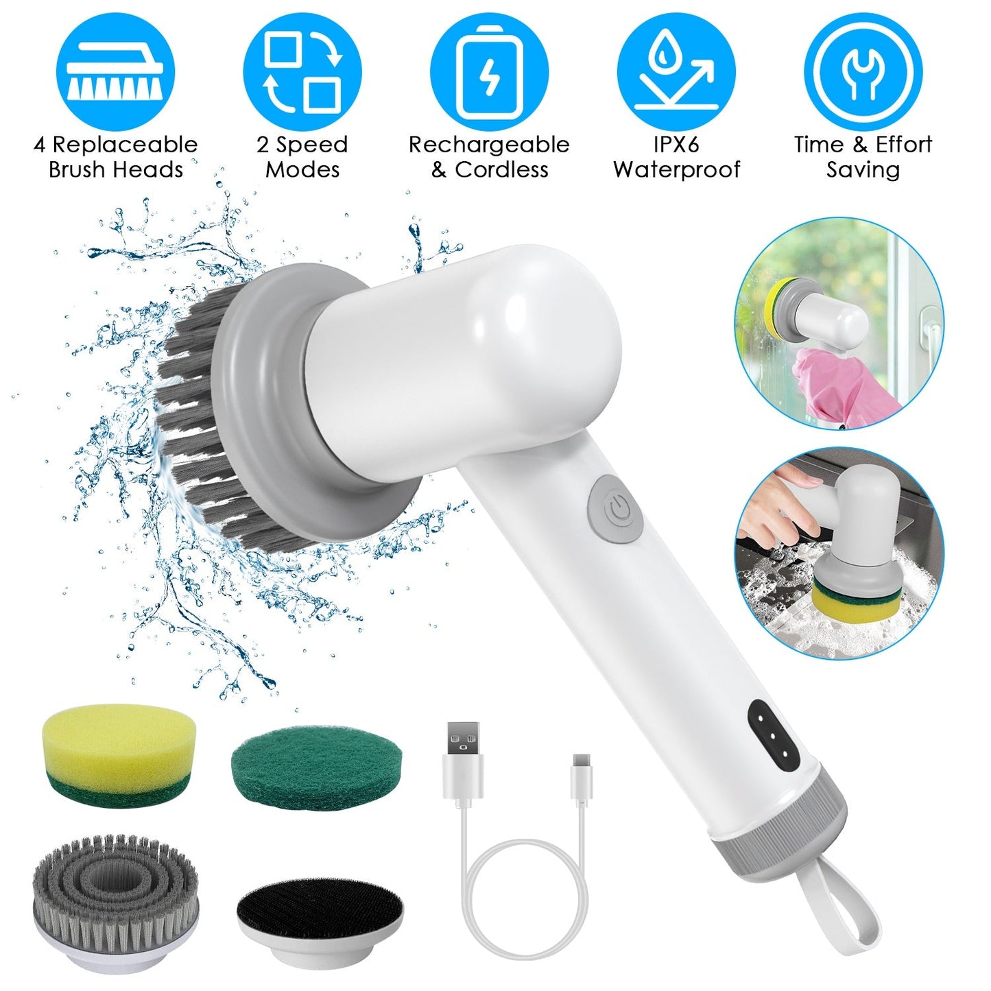 Electric Handheld Spin Scrubbe | Silver Fox Goods