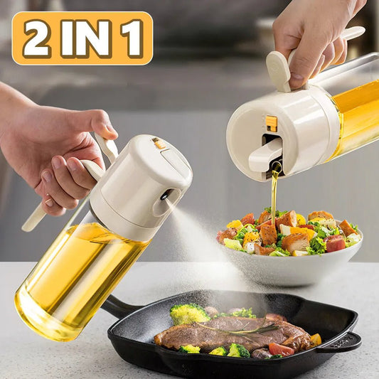 2 In 1 Oil Sprayer Bottle BBQ Cooking Oil Dispenser Olive Oil Pourers Sprayer Kitchen Baking Oil Mister Vinegar Bottle - silverfoxgoods
