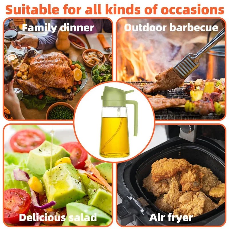 2in1 500ml Plastic Spray Oil Sprayer Bottle Spray Oil Dispenser Oil Jar Cruet BBQ Kitchen Baking Roasting Picnic Kitchen Tool - silverfoxgoods