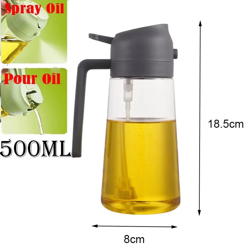2in1 500ml Plastic Spray Oil Sprayer Bottle Spray Oil Dispenser Oil Jar Cruet BBQ Kitchen Baking Roasting Picnic Kitchen Tool - silverfoxgoods