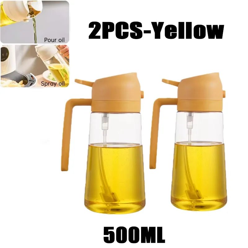 2in1 500ml Plastic Spray Oil Sprayer Bottle Spray Oil Dispenser Oil Jar Cruet BBQ Kitchen Baking Roasting Picnic Kitchen Tool - silverfoxgoods