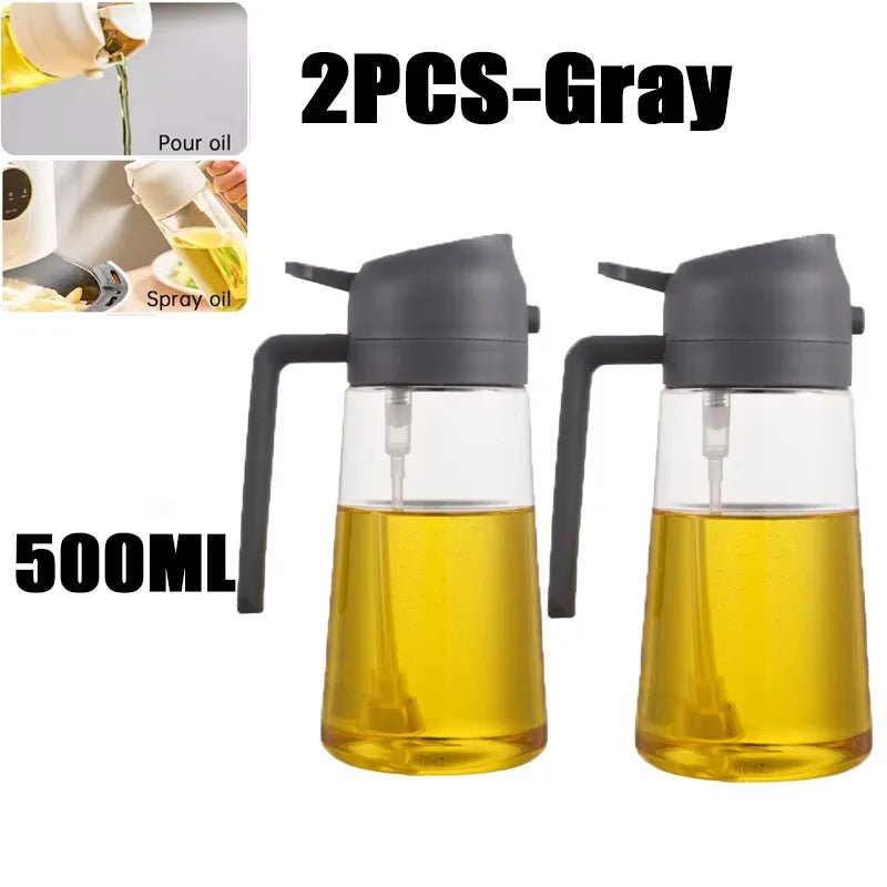 2in1 500ml Plastic Spray Oil Sprayer Bottle Spray Oil Dispenser Oil Jar Cruet BBQ Kitchen Baking Roasting Picnic Kitchen Tool - silverfoxgoods