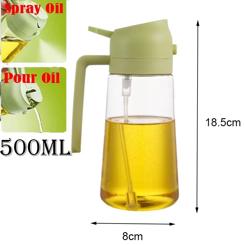 2in1 500ml Plastic Spray Oil Sprayer Bottle Spray Oil Dispenser Oil Jar Cruet BBQ Kitchen Baking Roasting Picnic Kitchen Tool - silverfoxgoods
