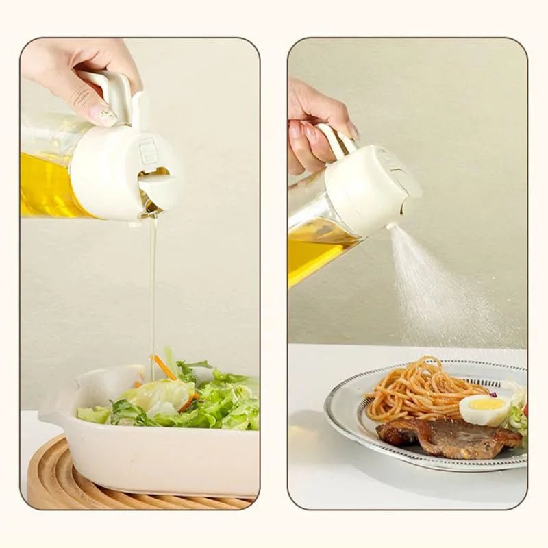 2in1 500ml Plastic Spray Oil Sprayer Bottle Spray Oil Dispenser Oil Jar Cruet BBQ Kitchen Baking Roasting Picnic Kitchen Tool - silverfoxgoods