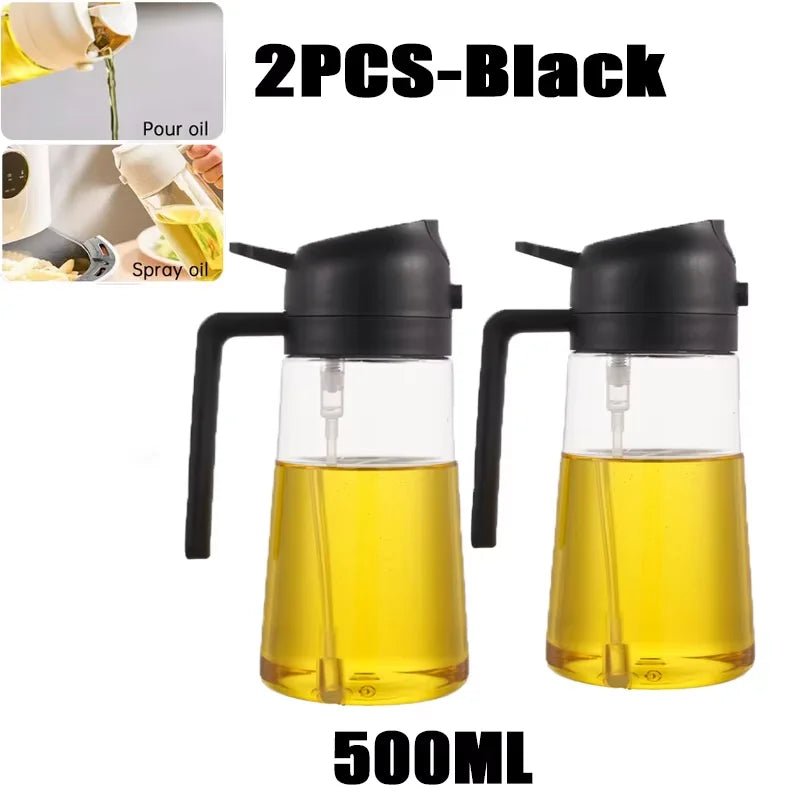 2in1 500ml Plastic Spray Oil Sprayer Bottle Spray Oil Dispenser Oil Jar Cruet BBQ Kitchen Baking Roasting Picnic Kitchen Tool - silverfoxgoods