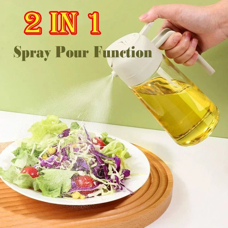 2in1 500ml Plastic Spray Oil Sprayer Bottle Spray Oil Dispenser Oil Jar Cruet BBQ Kitchen Baking Roasting Picnic Kitchen Tool - silverfoxgoods
