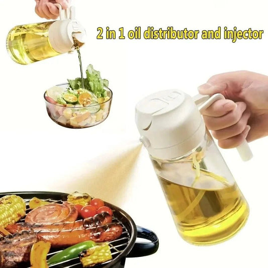 2in1 500ml Plastic Spray Oil Sprayer Bottle Spray Oil Dispenser Oil Jar Cruet BBQ Kitchen Baking Roasting Picnic Kitchen Tool - silverfoxgoods