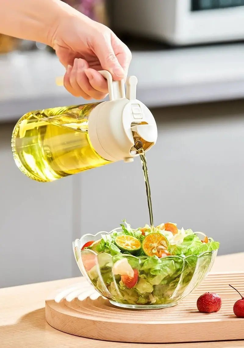 2in1 500ml Plastic Spray Oil Sprayer Bottle Spray Oil Dispenser Oil Jar Cruet BBQ Kitchen Baking Roasting Picnic Kitchen Tool - silverfoxgoods