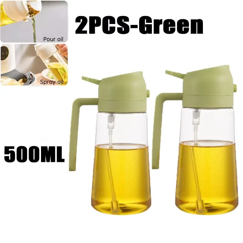 2in1 500ml Plastic Spray Oil Sprayer Bottle Spray Oil Dispenser Oil Jar Cruet BBQ Kitchen Baking Roasting Picnic Kitchen Tool - silverfoxgoods