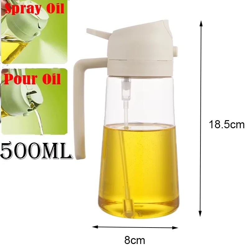 2in1 500ml Plastic Spray Oil Sprayer Bottle Spray Oil Dispenser Oil Jar Cruet BBQ Kitchen Baking Roasting Picnic Kitchen Tool - silverfoxgoods