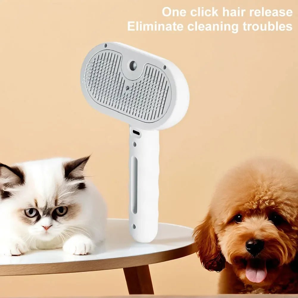 Pet Grooming Combo: Cat Steam Brush & Hair Removal Comb - silverfoxgoods