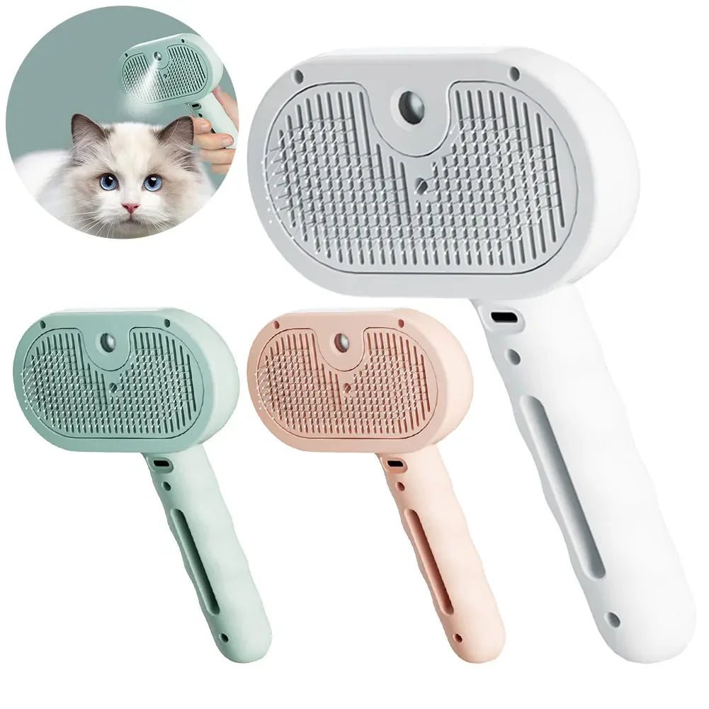 Pet Grooming Combo: Cat Steam Brush & Hair Removal Comb - silverfoxgoods