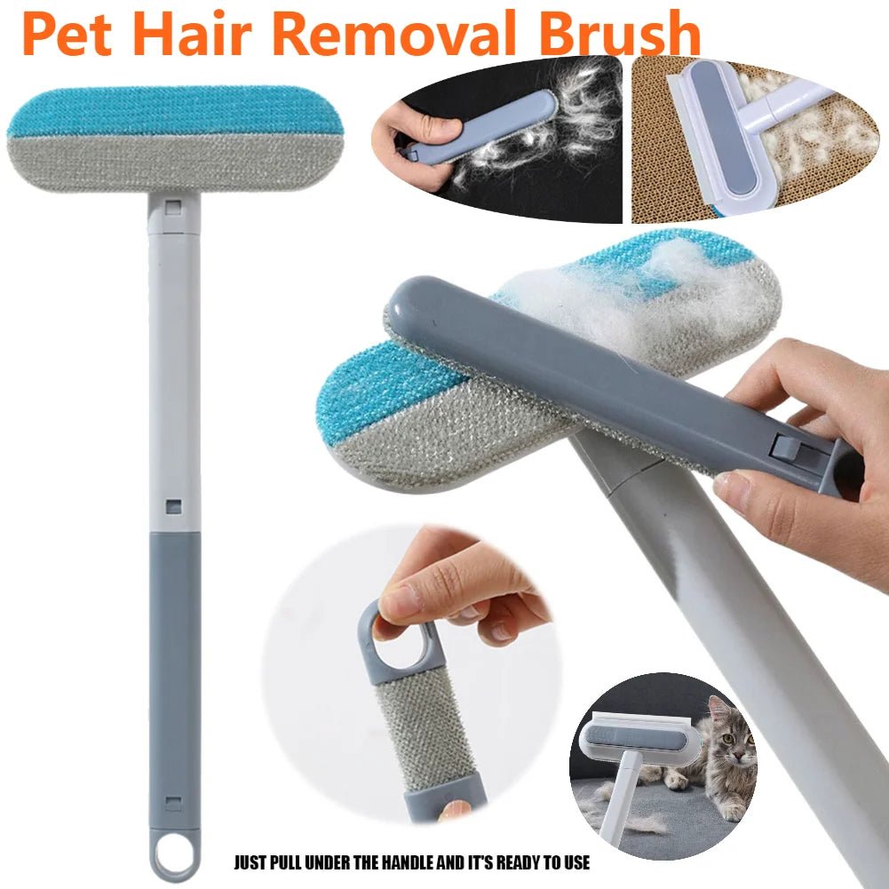 3-in-1 Pet Hair Remover Brush – Long Handle Fur Cleaning Tool for Cats & Dogs - silverfoxgoods