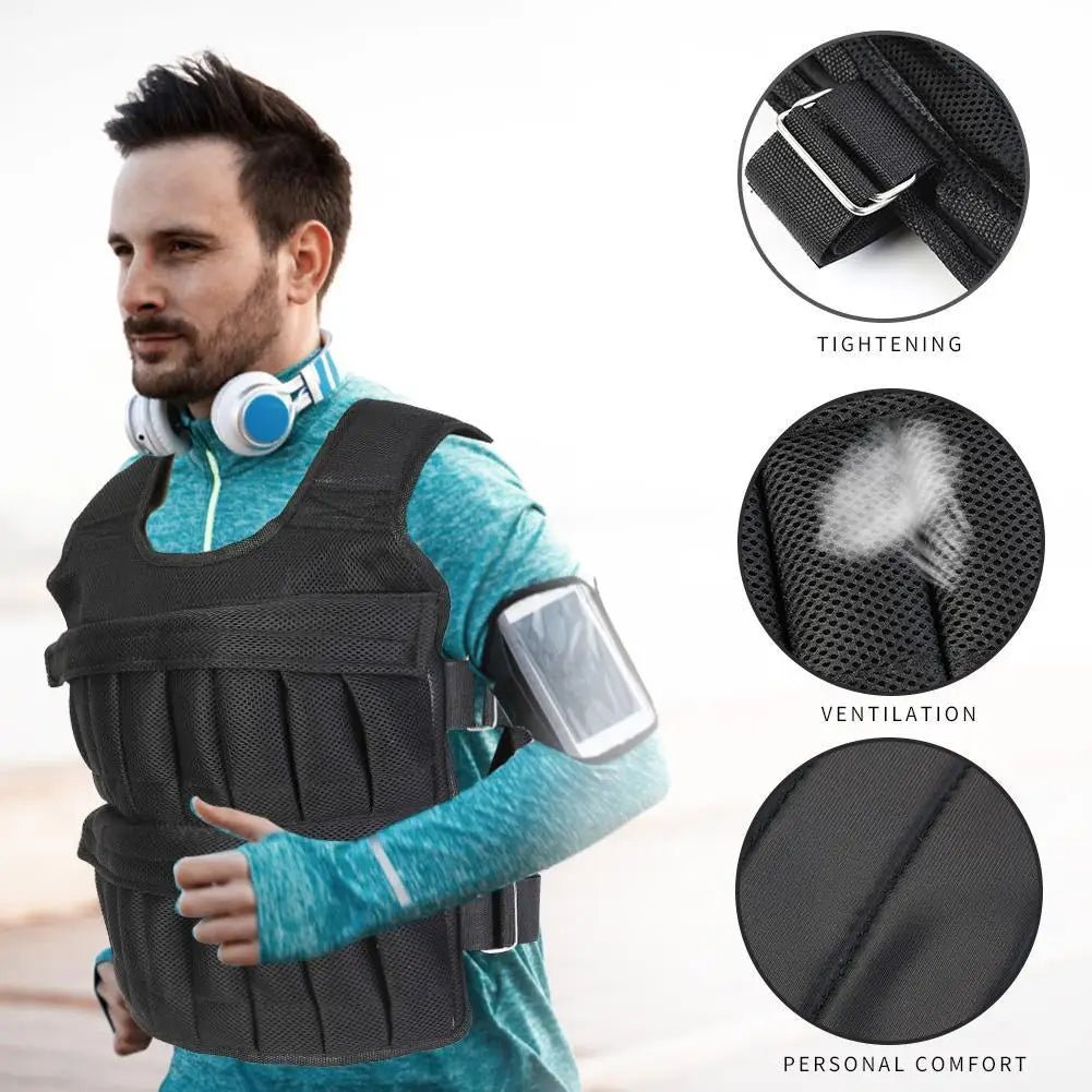 3/15/35kg Weighted Vest Adjustable Workout Weight Jacket Weighted Exercise Vest for Workout Strength Training Running Fitness - silverfoxgoods