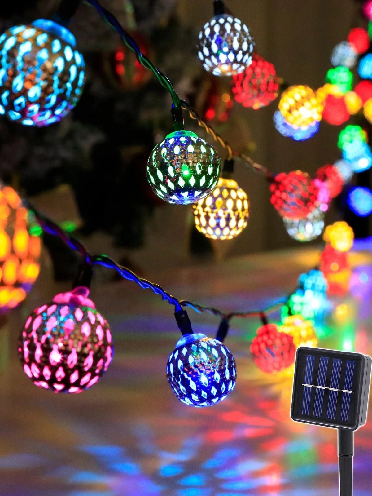 3.5M 10-LED Moroccan Ball String Lights – Battery-Powered Fairy Garland - silverfoxgoods