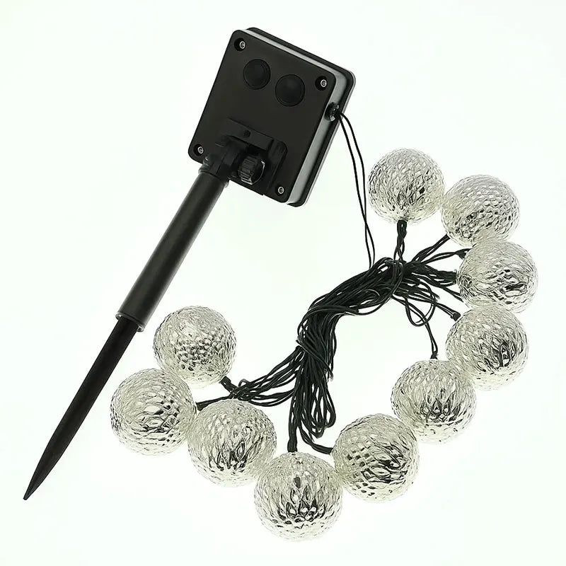 3.5M 10-LED Moroccan Ball String Lights – Battery-Powered Fairy Garland - silverfoxgoods