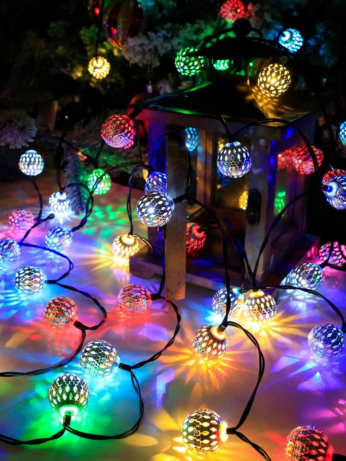 3.5M 10-LED Moroccan Ball String Lights – Battery-Powered Fairy Garland - silverfoxgoods