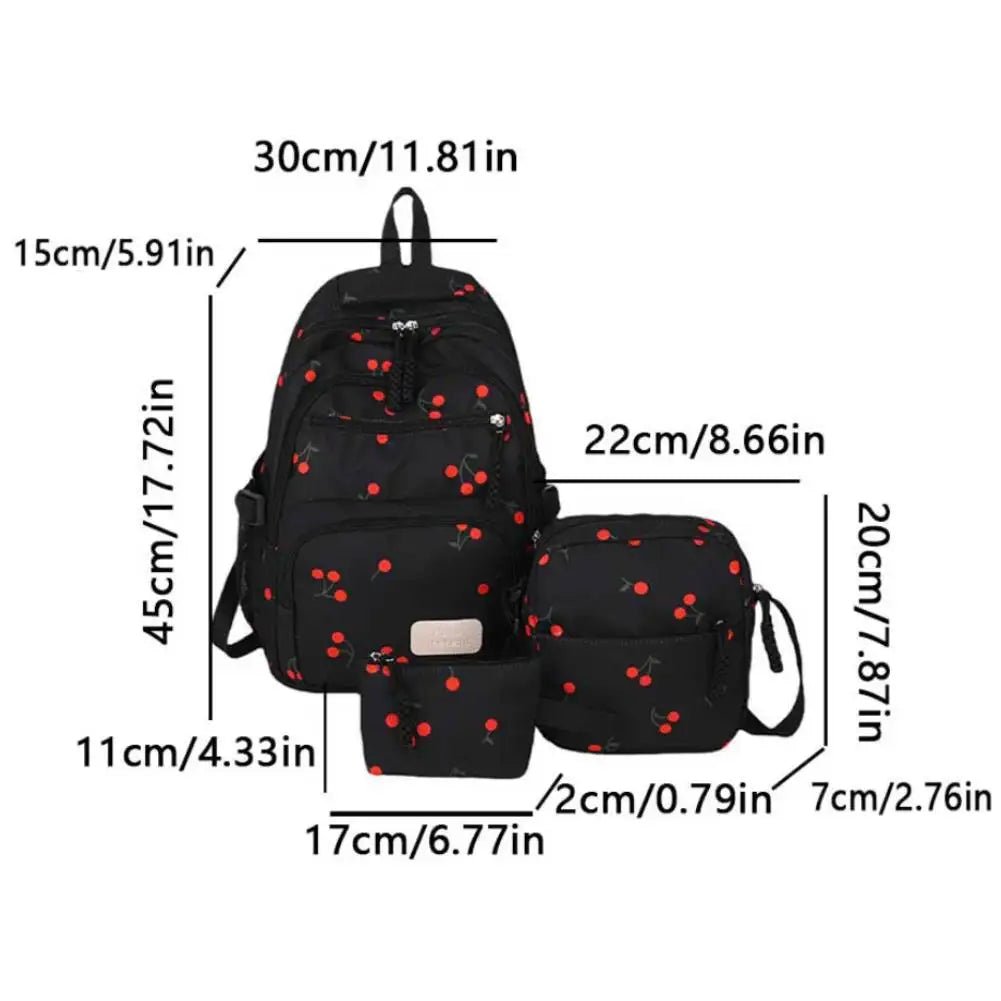 3-Piece Bow Print Backpack Set – Backpack, Crossbody Bag & Small Purse for Kids - silverfoxgoods