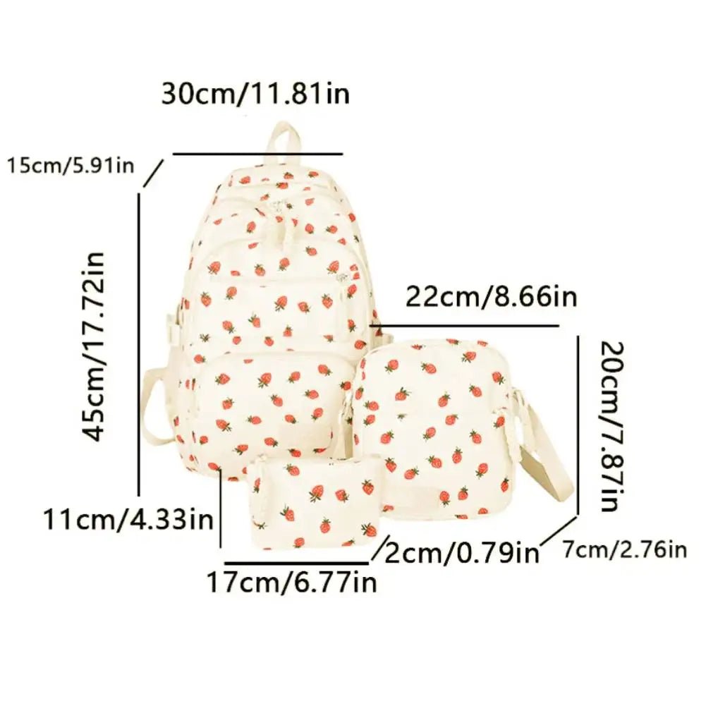 3-Piece Bow Print Backpack Set – Backpack, Crossbody Bag & Small Purse for Kids - silverfoxgoods