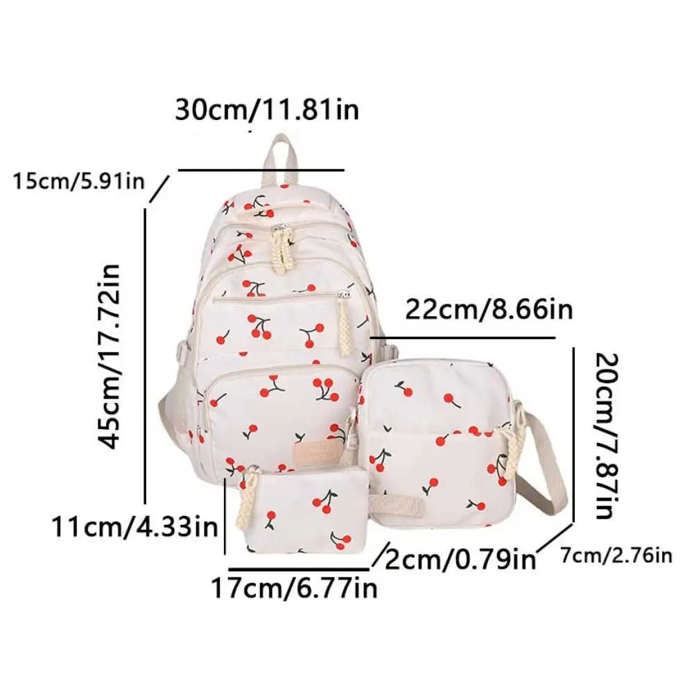 3-Piece Bow Print Backpack Set – Backpack, Crossbody Bag & Small Purse for Kids - silverfoxgoods