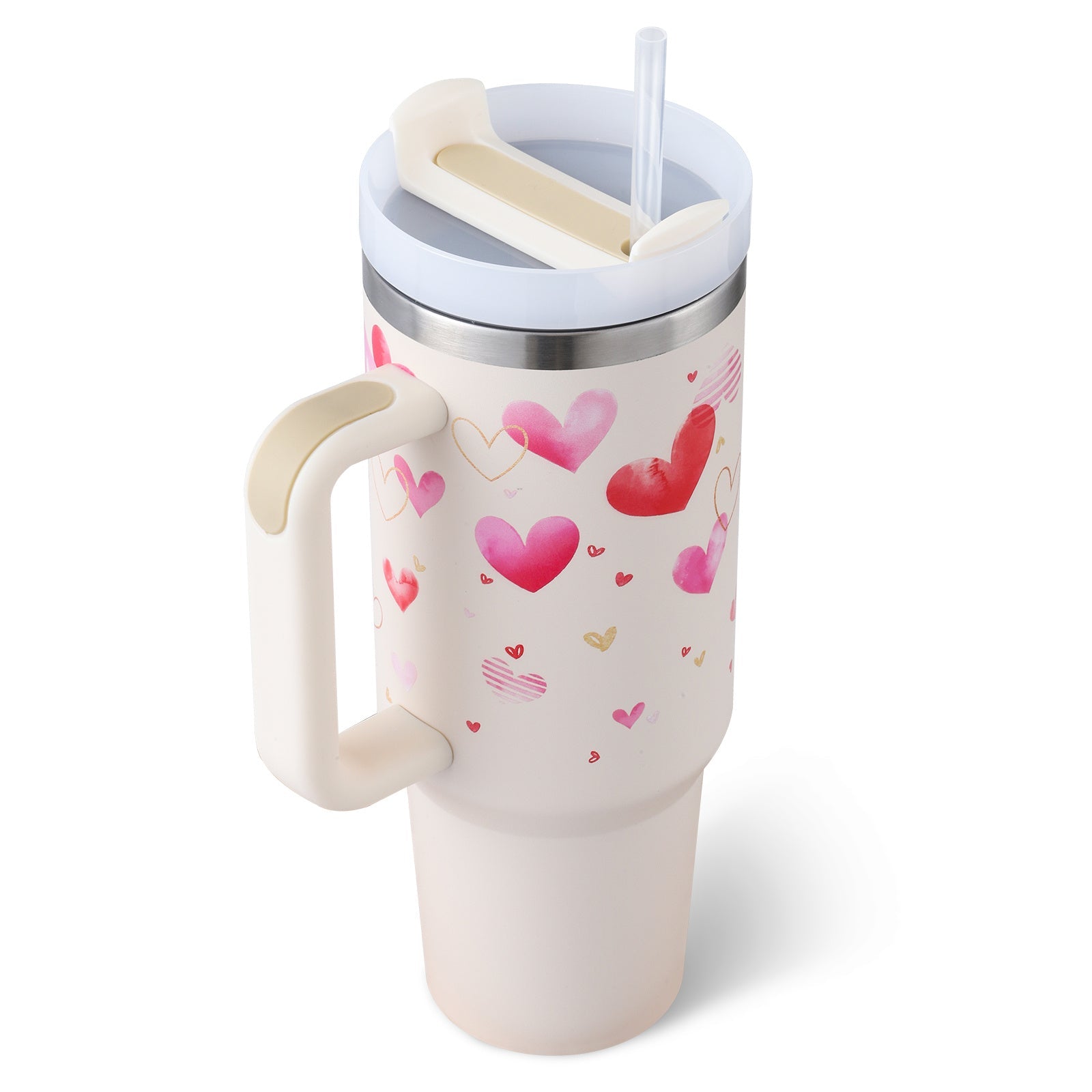 Insulated Stainless Steel 40 oz Tumbler with Handle - Perfect for Valentine's Day! - silverfoxgoods