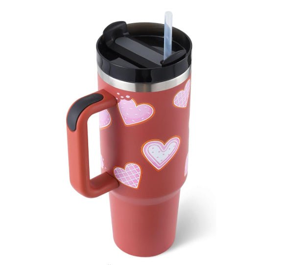 Insulated Stainless Steel 40 oz Tumbler with Handle - Perfect for Valentine's Day! - silverfoxgoods