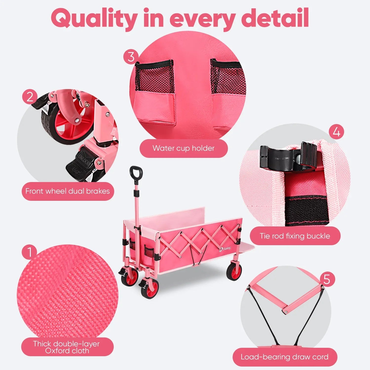 52" Extender Folding Collapsible Wagon Carts Foldable with 330LBS Weight Capacity Heavy Duty Lightweight Extra - Long Utility Cart - silverfoxgoods