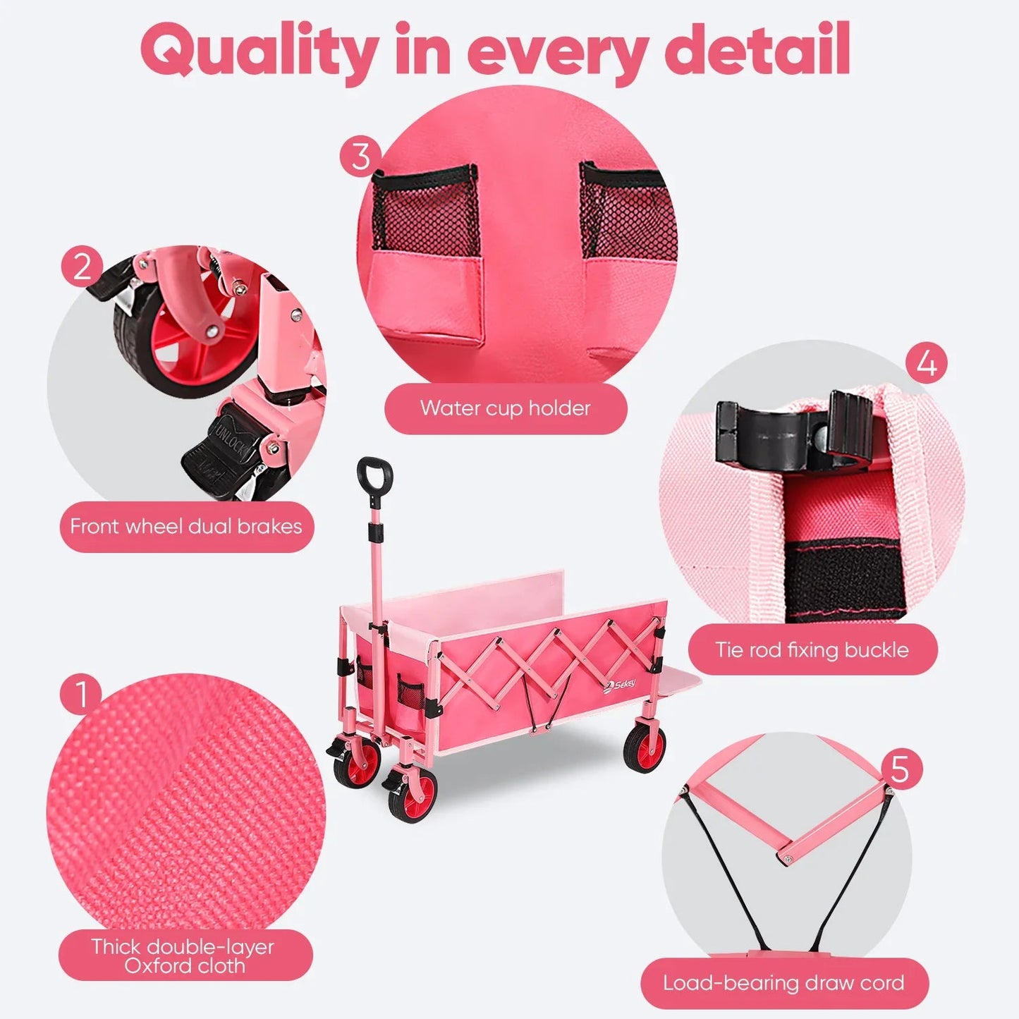 52" Extender Folding Collapsible Wagon Carts Foldable with 330LBS Weight Capacity Heavy Duty Lightweight Extra - Long Utility Cart - silverfoxgoods