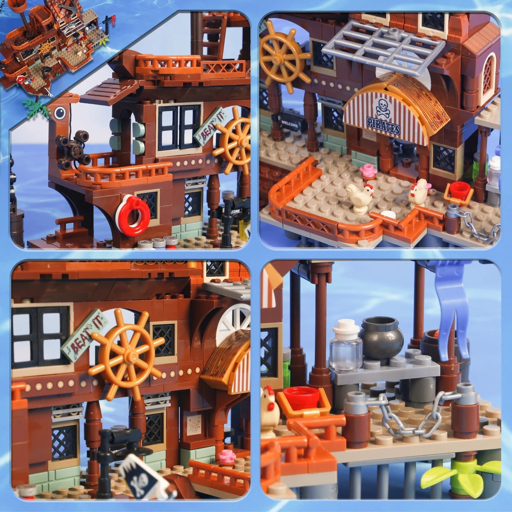 Creative Pirate Island House & Ship Building Blocks Set for Children - silverfoxgoods