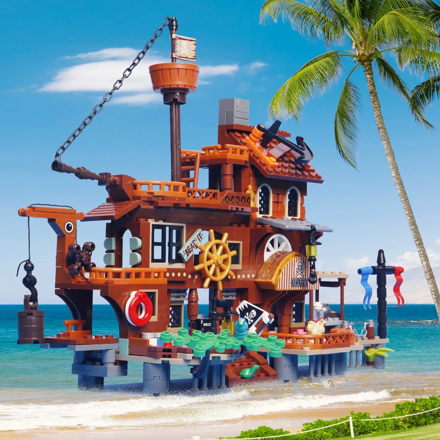 Creative Pirate Island House & Ship Building Blocks Set for Children - silverfoxgoods