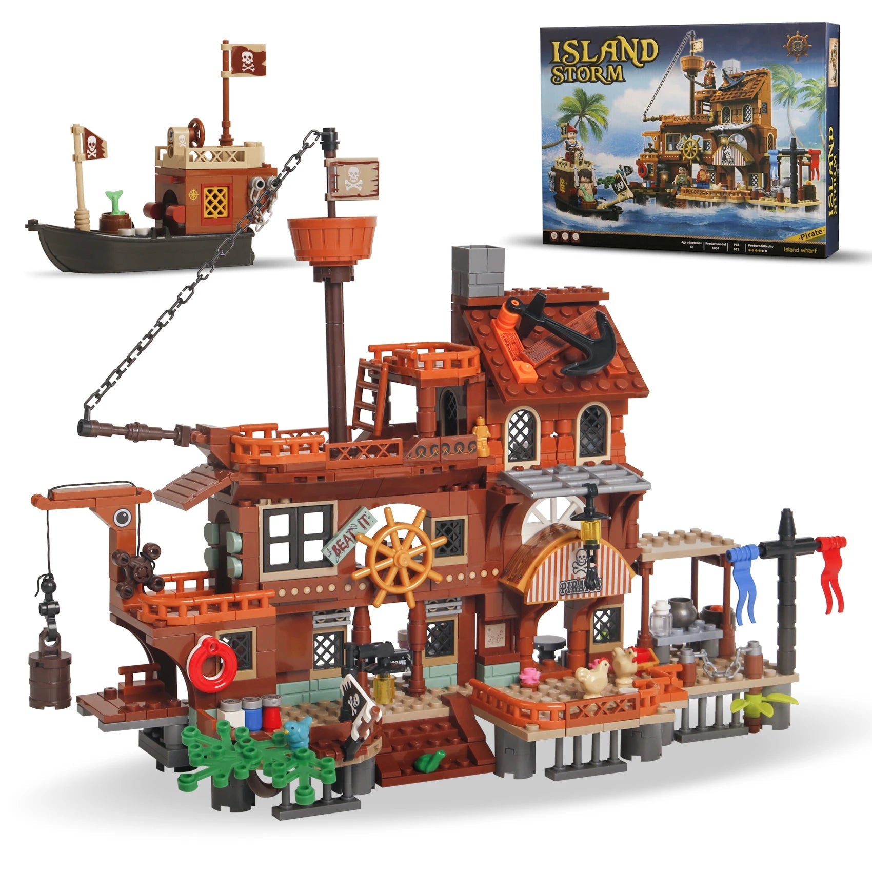 Creative Pirate Island House & Ship Building Blocks Set for Children - silverfoxgoods