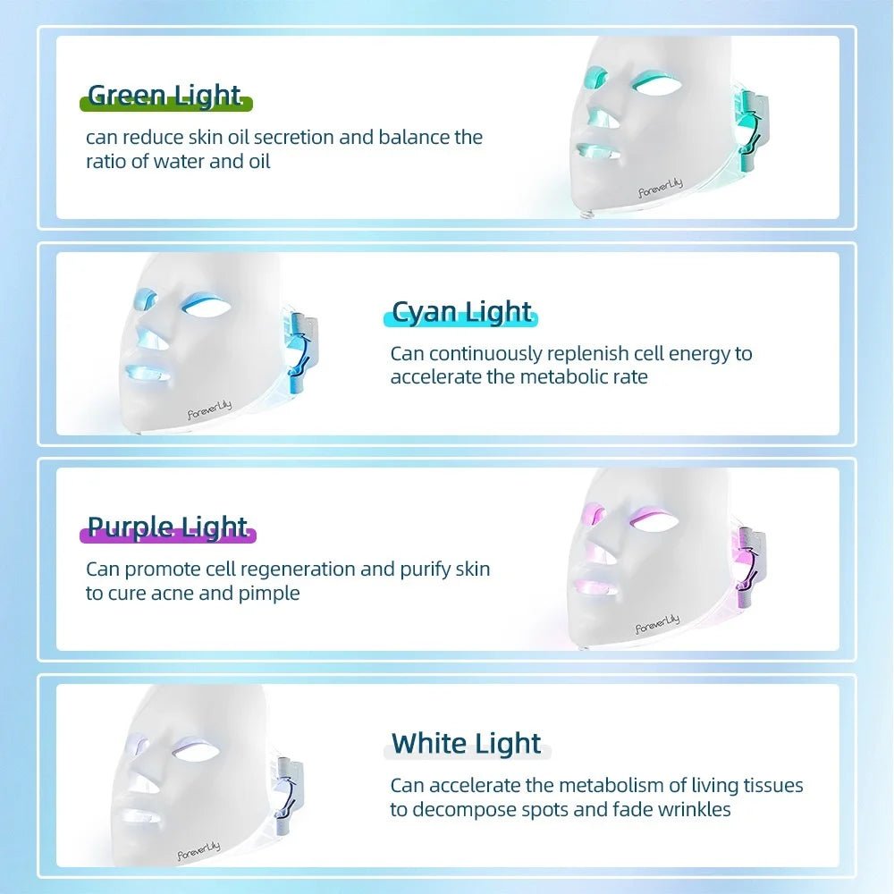 7 Colors LED Light Therapy Mask for Skin Rejuvenation & Tightening - silverfoxgoods