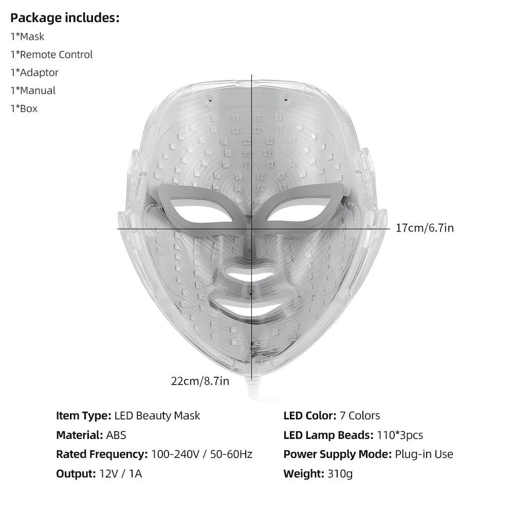 7 Colors LED Light Therapy Mask for Skin Rejuvenation & Tightening - silverfoxgoods