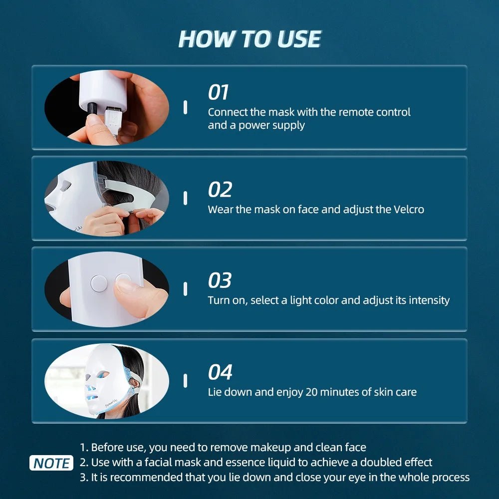 7 Colors LED Light Therapy Mask for Skin Rejuvenation & Tightening - silverfoxgoods